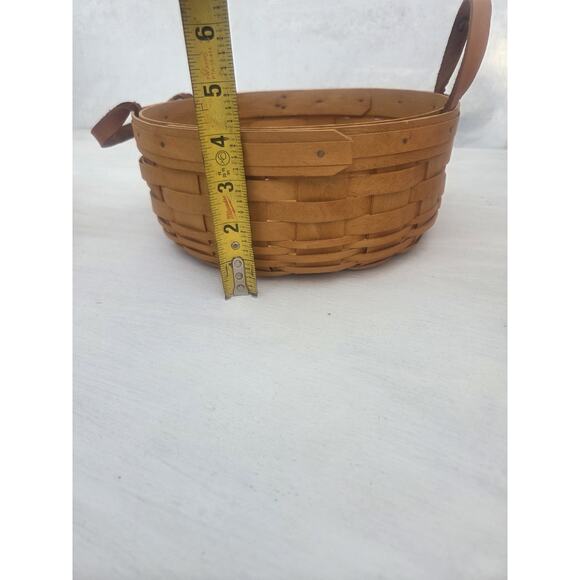 Longaberger Round Basket Leather Handles Medium 10” Diameter 2001 Handwoven - Picture 6 of 6